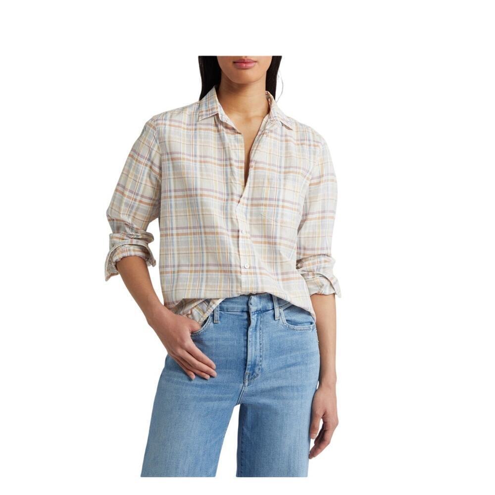 Frank & Eileen the Eileen relaxed linen blend button up shirt size small